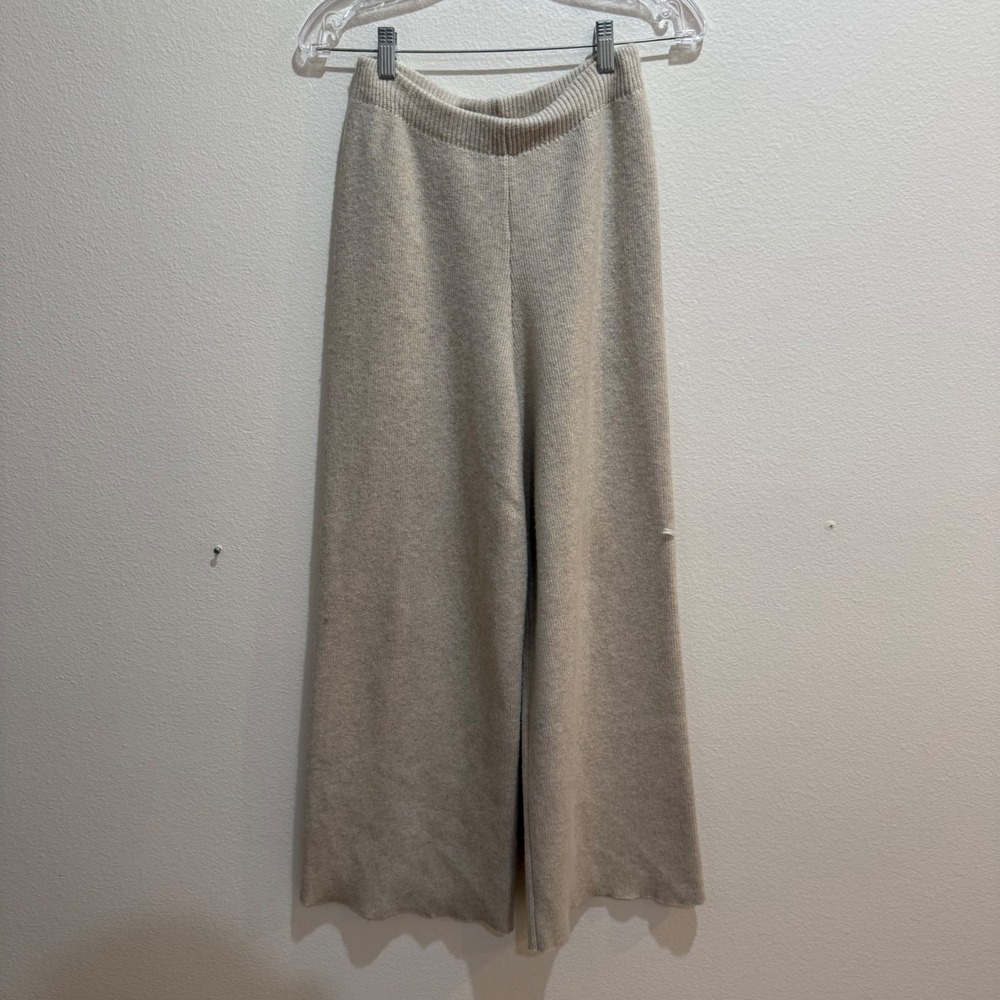 DISSH Oatmeal Beige Wool Blend Wide Leg Knit Pants High Waist Small WES10128OTM